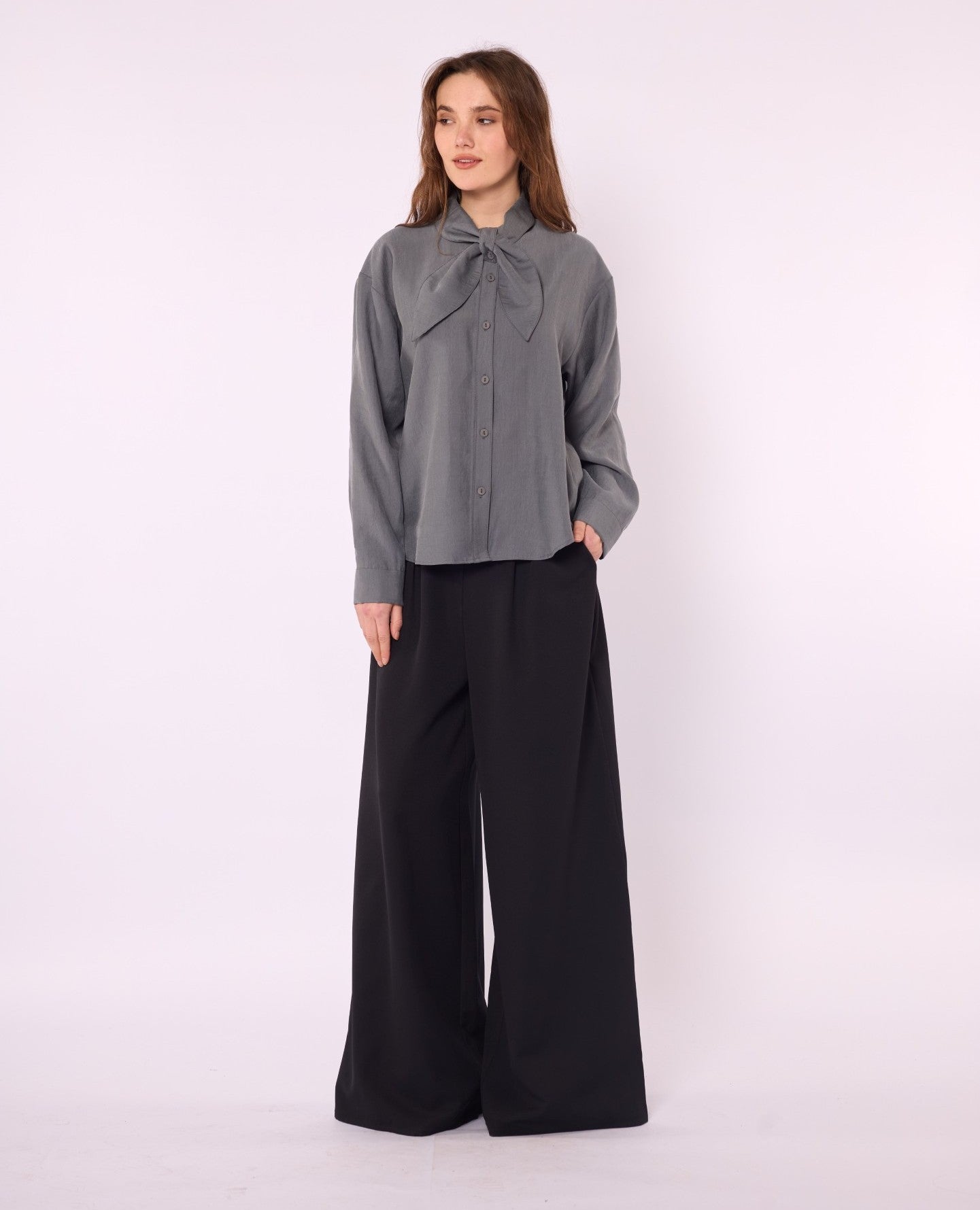 Tencel Shirt with Bow Detail