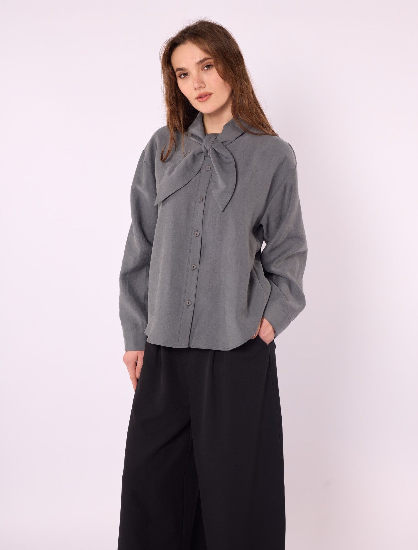 Tencel Shirt with Bow Detail