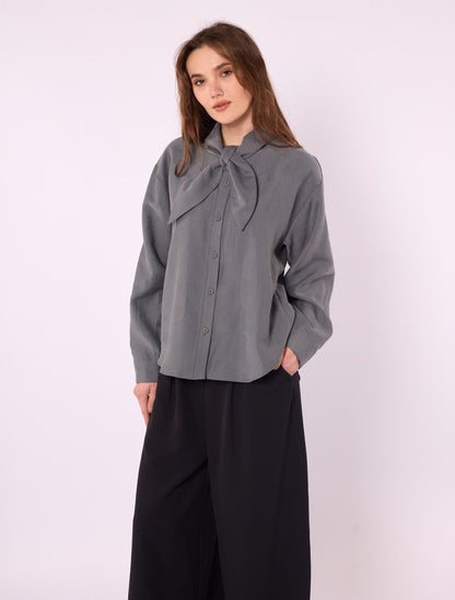Tencel Shirt with Bow Detail