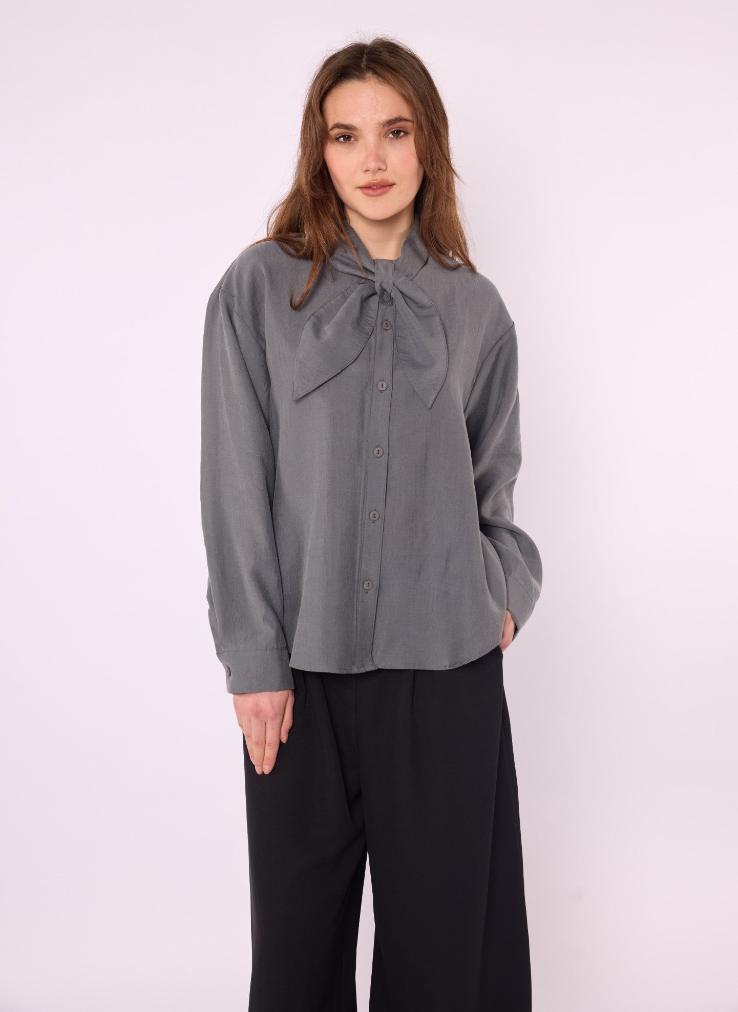 Tencel Shirt with Bow Detail