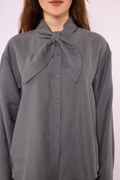 Tencel Shirt with Bow Detail