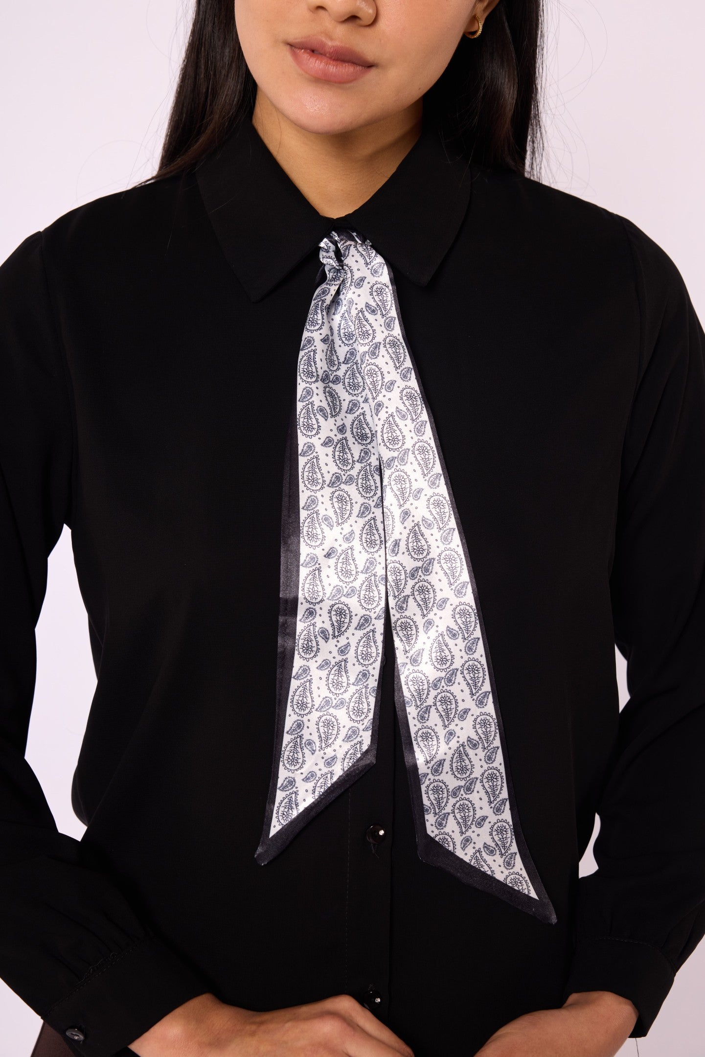 Polo Collar Shirt with Ethnic Scarf Detail