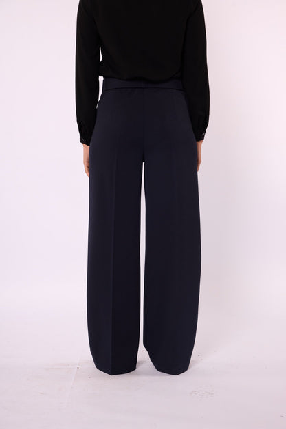 Black Wide Leg Pants With Belt Detail