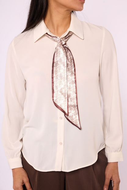 Polo Collar Shirt with Ethnic Scarf Detail