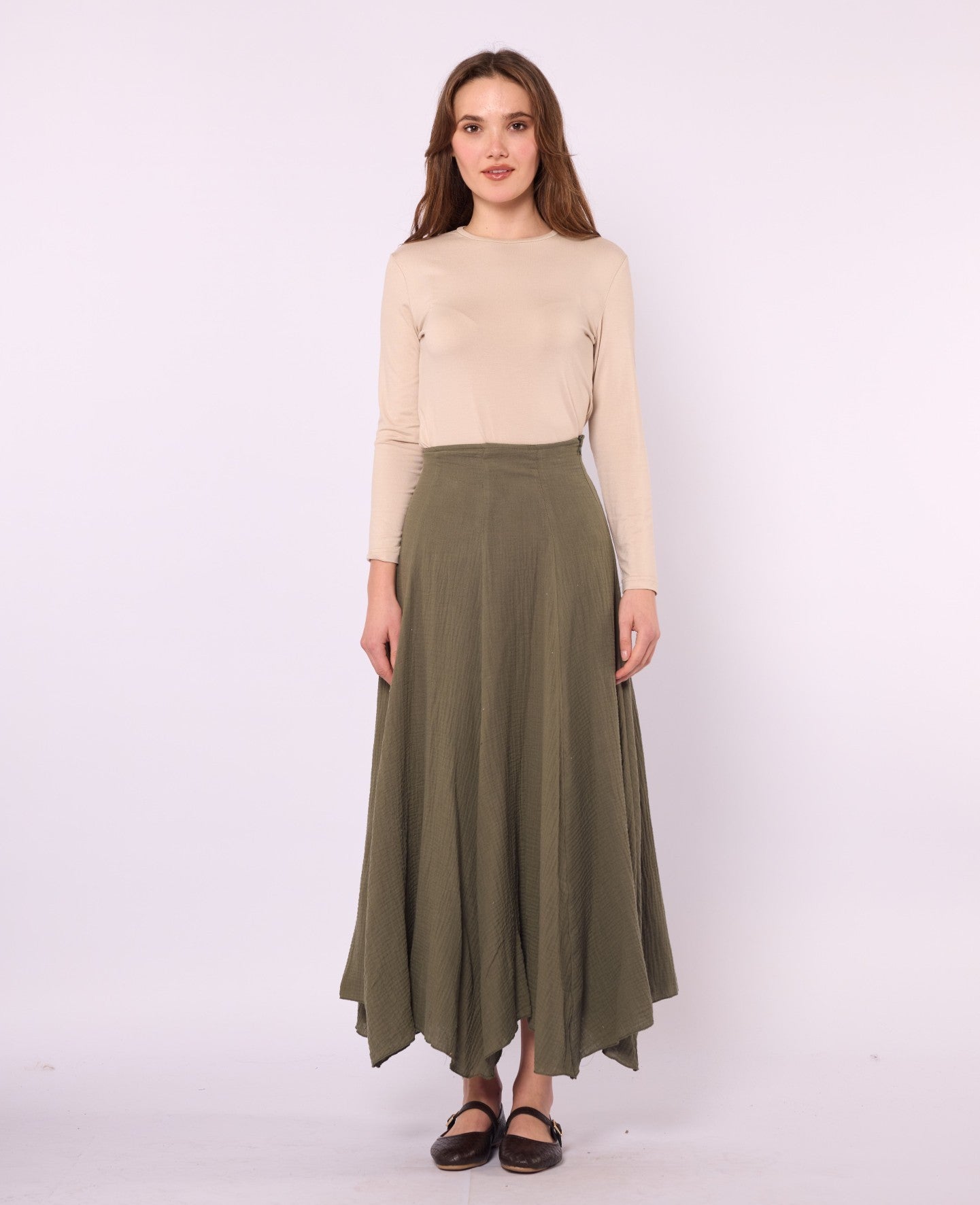 Lined A-Line Skirt in Muslin Fabric