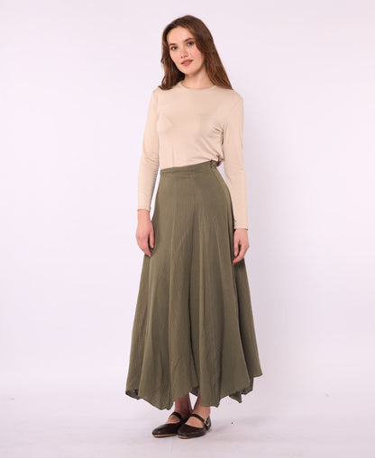 Lined A-Line Skirt in Muslin Fabric