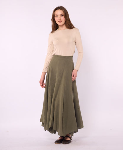 Lined A-Line Skirt in Muslin Fabric