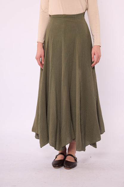 Lined A-Line Skirt in Muslin Fabric