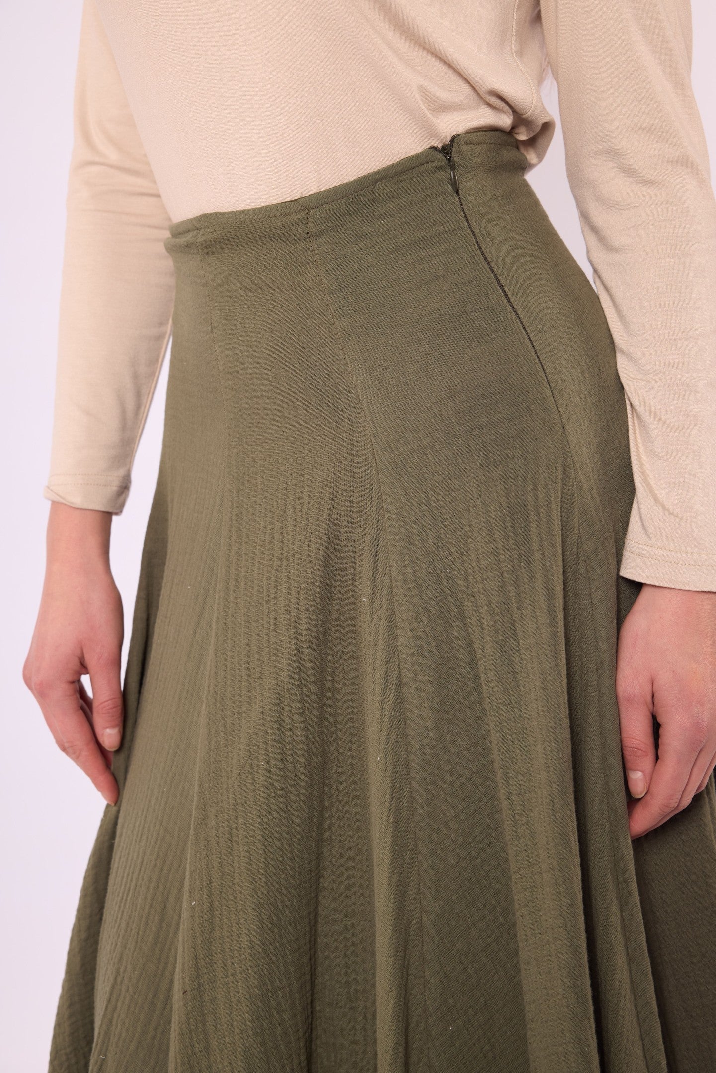 Lined A-Line Skirt in Muslin Fabric