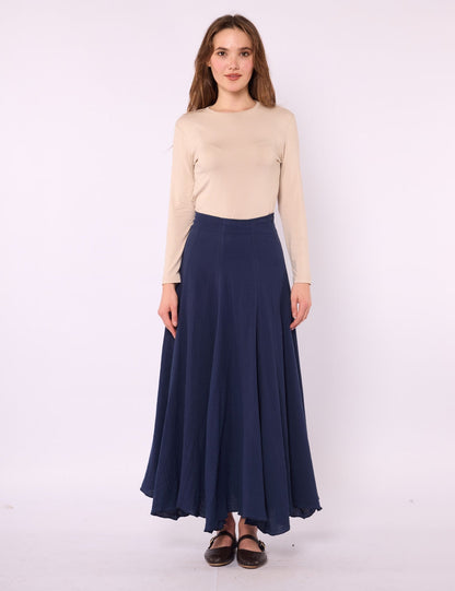 Lined A-Line Skirt in Muslin Fabric
