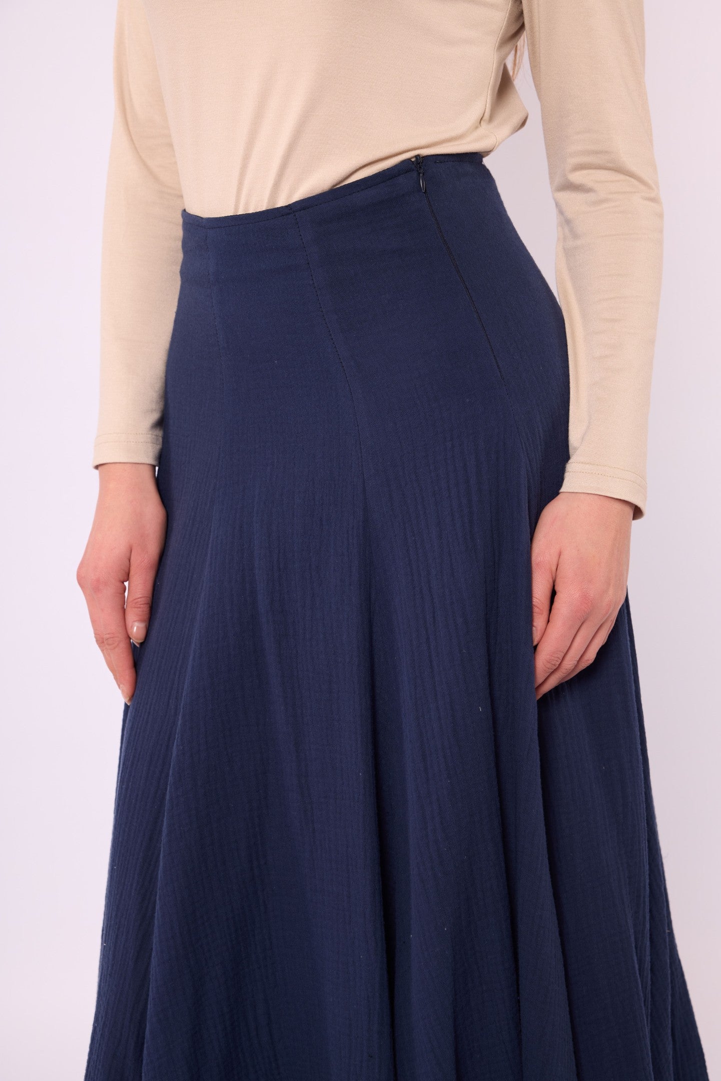 Lined A-Line Skirt in Muslin Fabric
