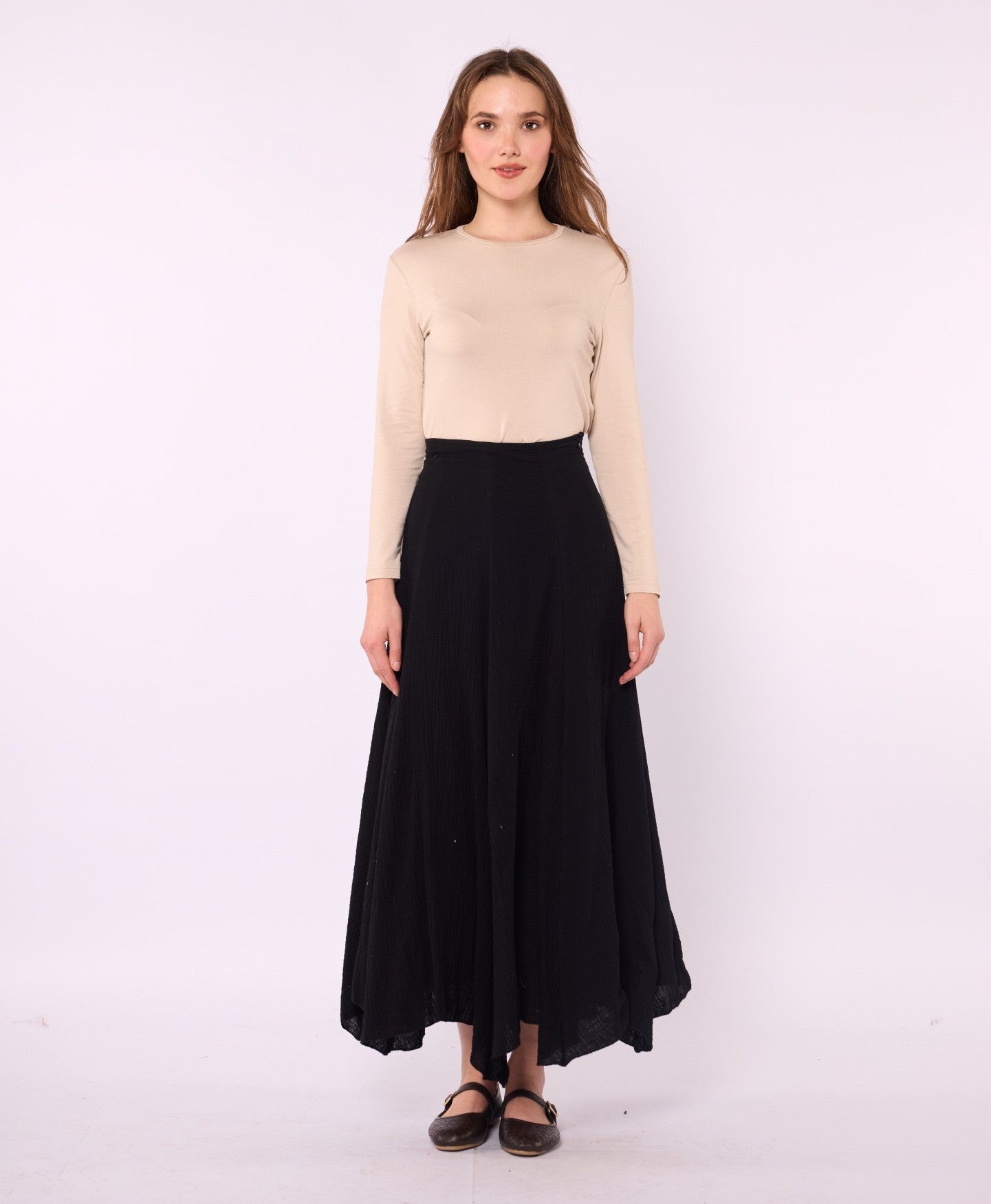 Lined A-Line Skirt in Muslin Fabric