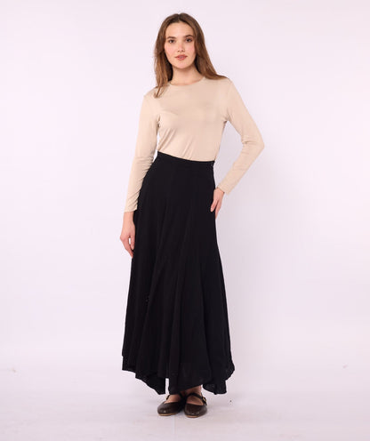 Lined A-Line Skirt in Muslin Fabric