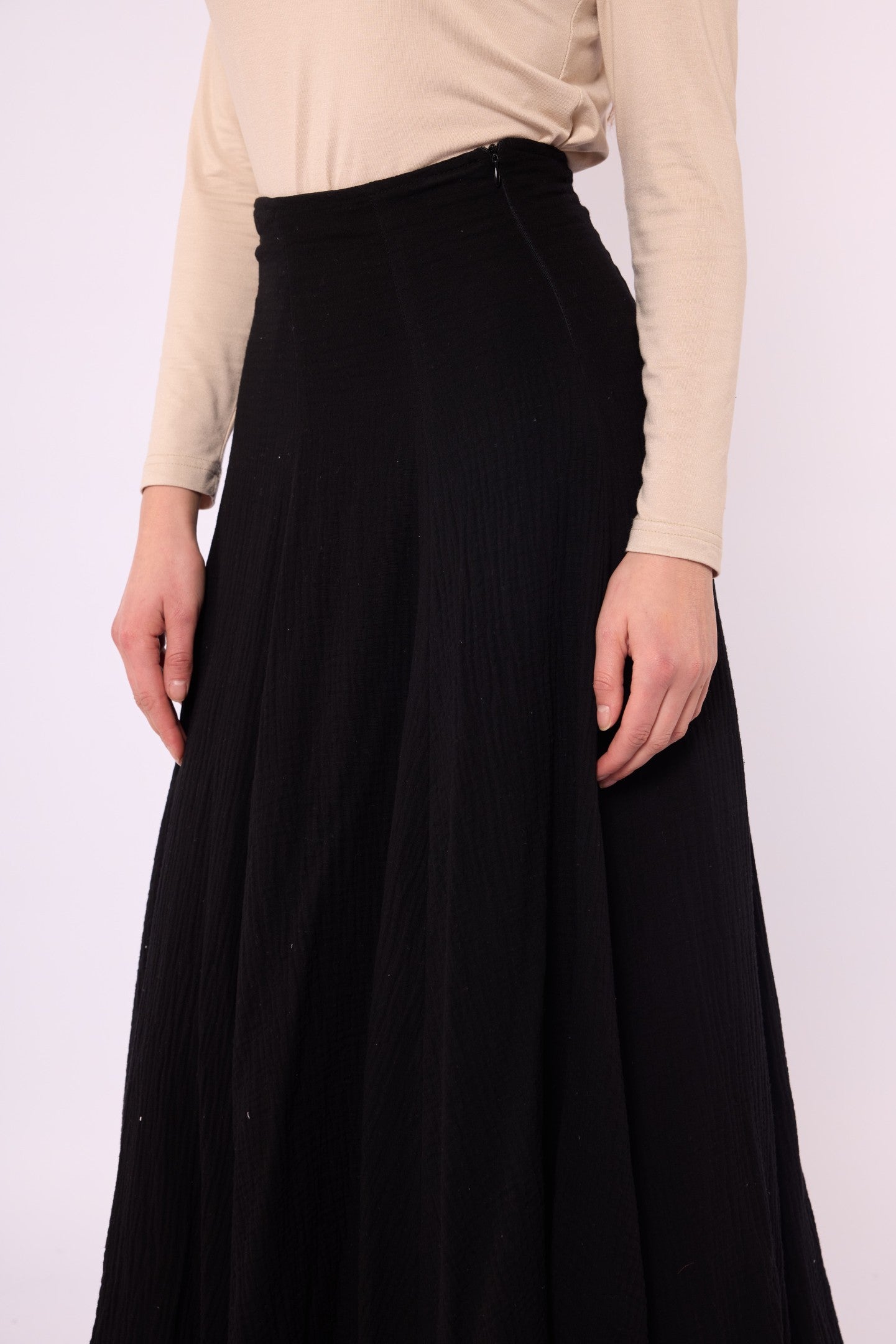 Lined A-Line Skirt in Muslin Fabric