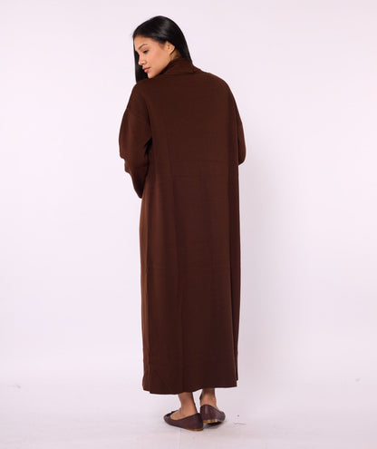 Ribbed Knit Turtleneck Dress and Shawl Collar Cardigan Set
