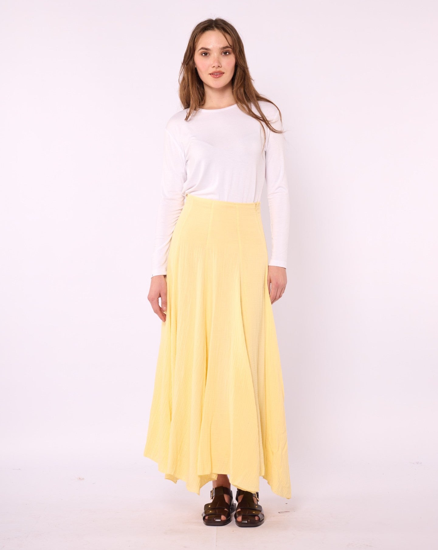 Lined A-Line Skirt in Muslin Fabric