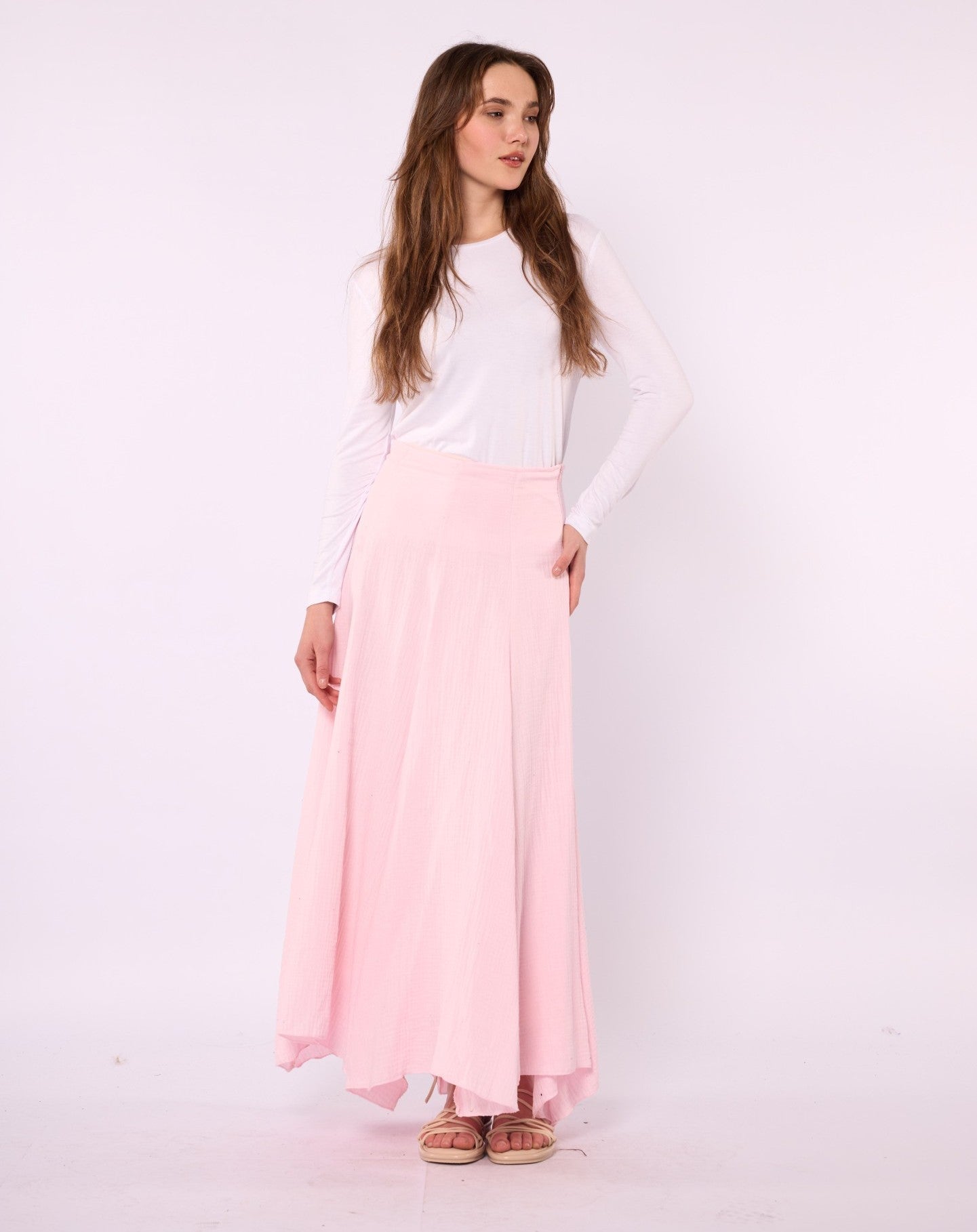 Lined A-Line Skirt in Muslin Fabric