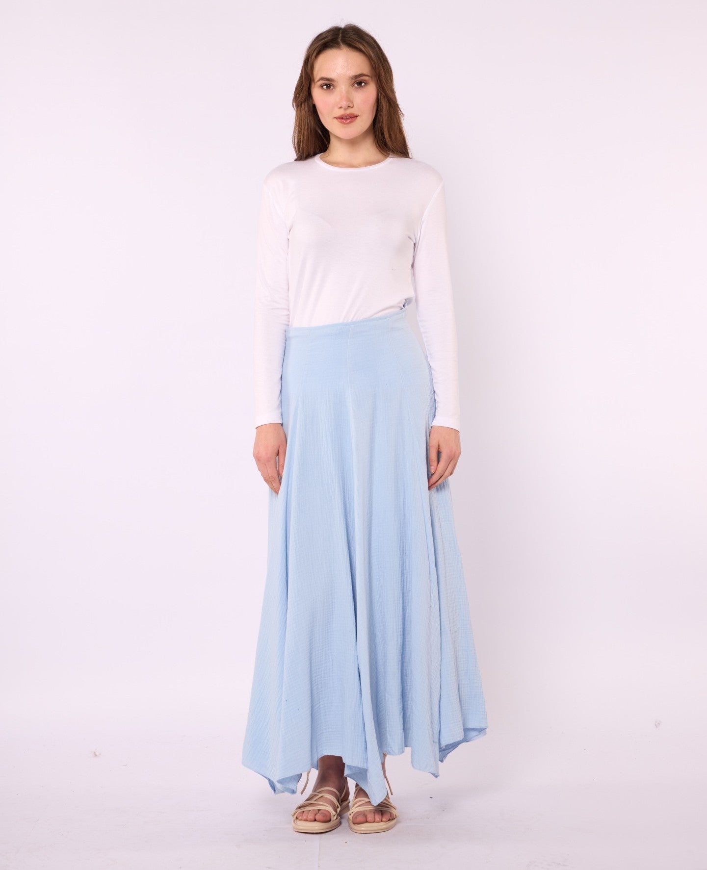 Lined A-Line Skirt in Muslin Fabric