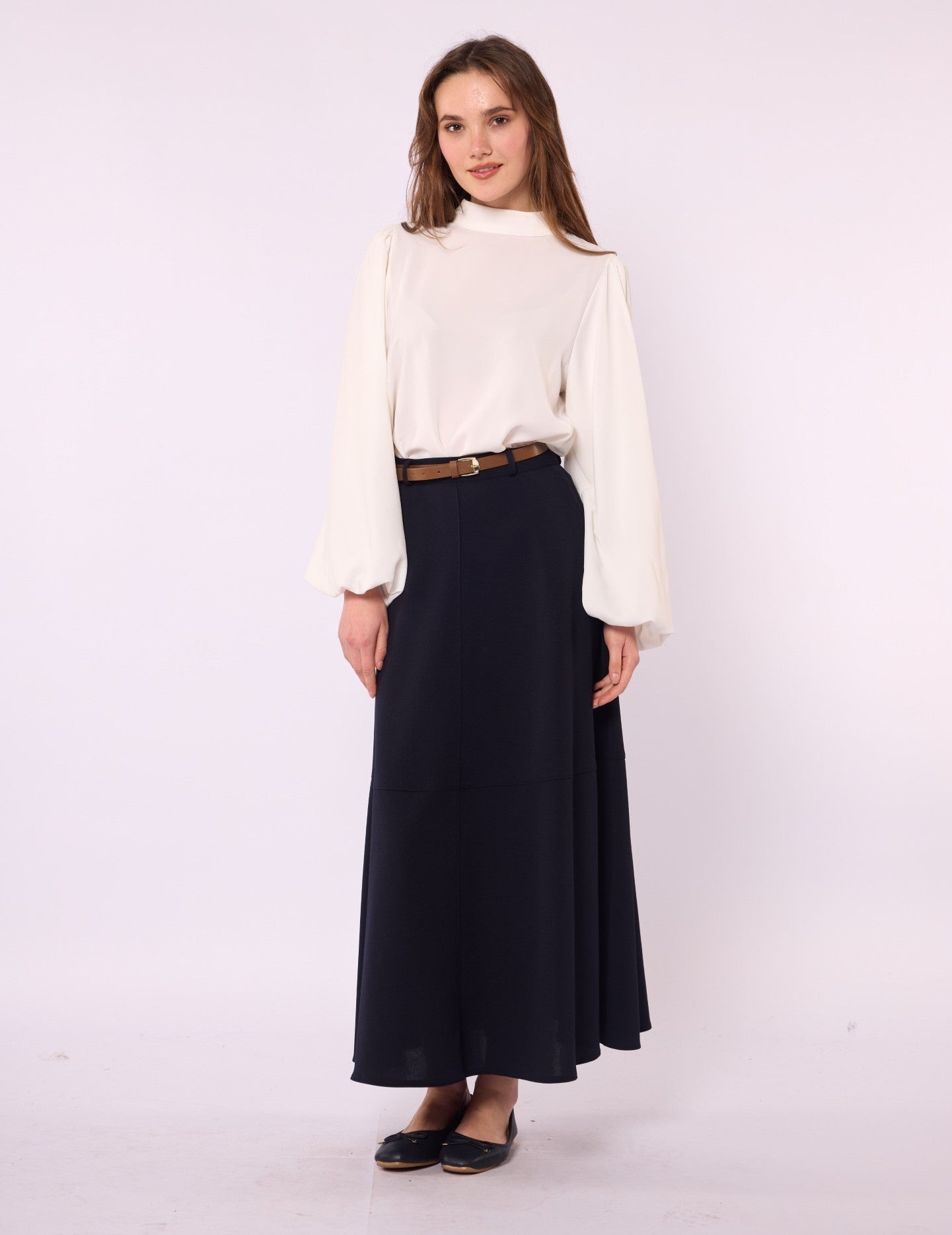 A-Line Skirt with Stitch Detail and Pockets
