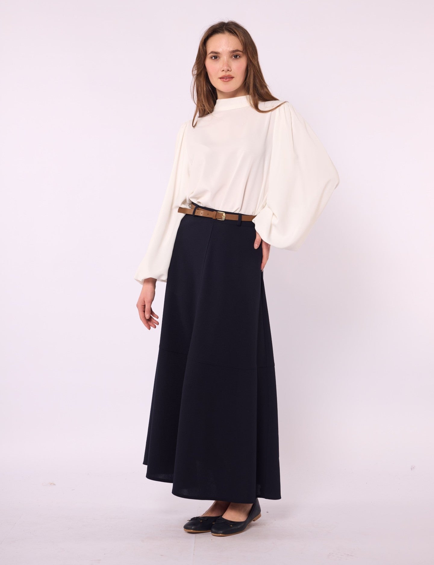 A-Line Skirt with Stitch Detail and Pockets