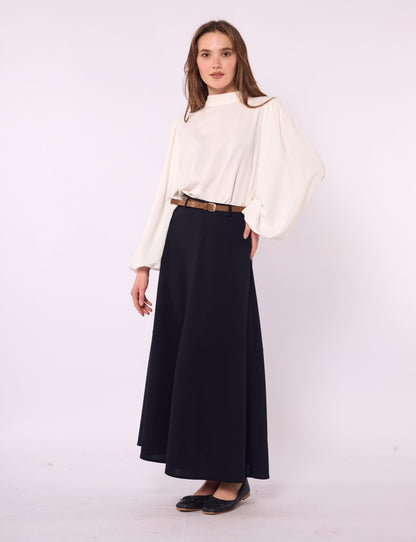 A-Line Skirt with Stitch Detail and Pockets