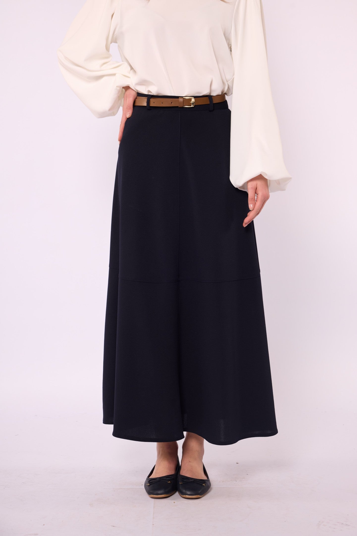 A-Line Skirt with Stitch Detail and Pockets