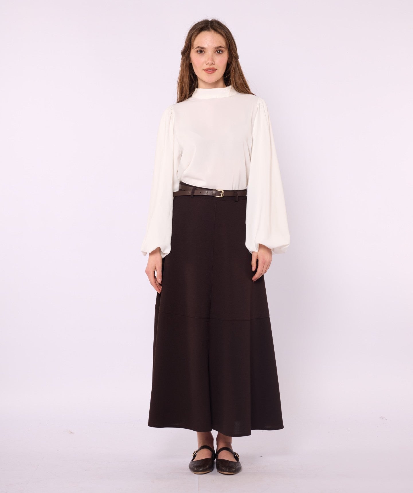 A-Line Skirt with Stitch Detail and Pockets