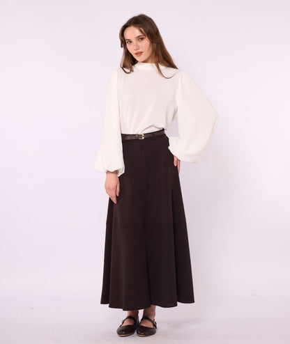 A-Line Skirt with Stitch Detail and Pockets