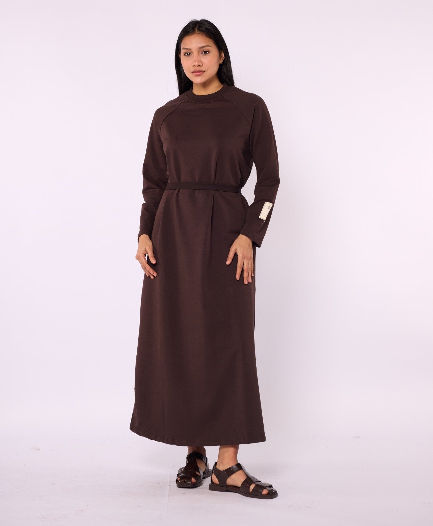 Relaxed Fit Long Sport Dress with Drawstring Accent