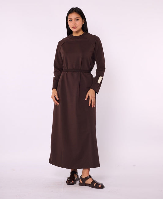 Relaxed Fit Long Sport Dress with Drawstring Accent