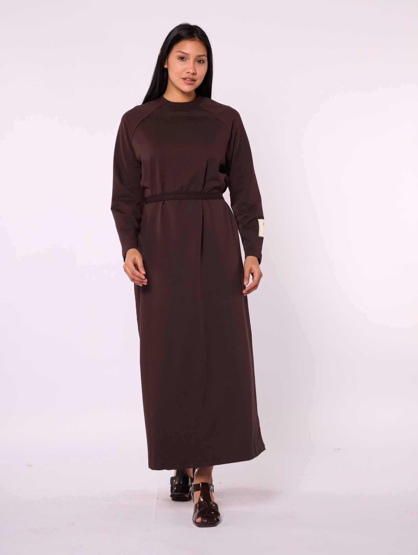 Relaxed Fit Long Sport Dress with Drawstring Accent