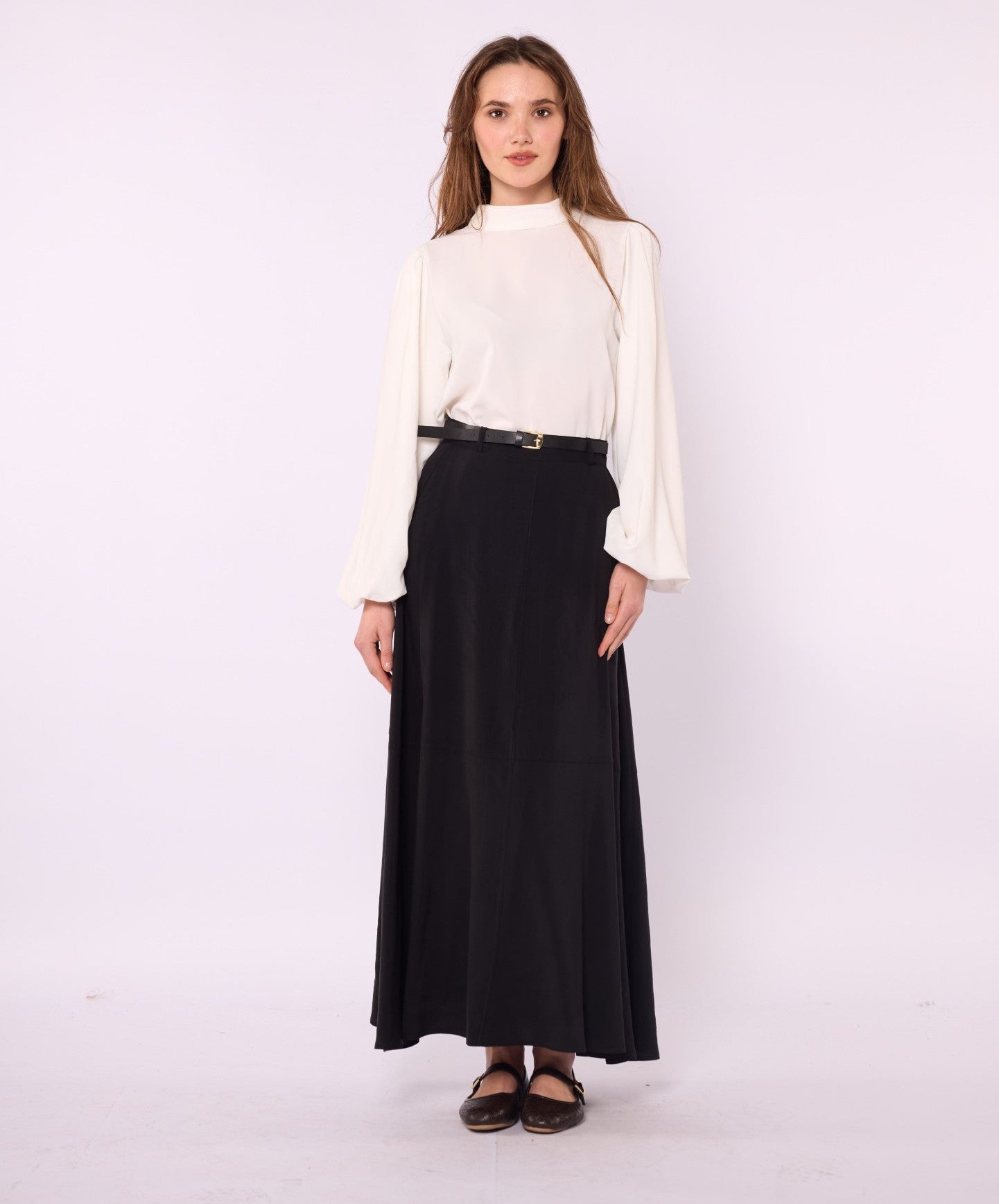 A-Line Skirt with Stitch Detail and Pockets