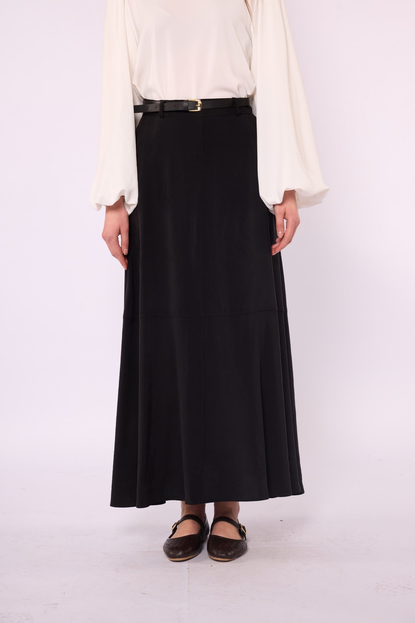 A-Line Skirt with Stitch Detail and Pockets