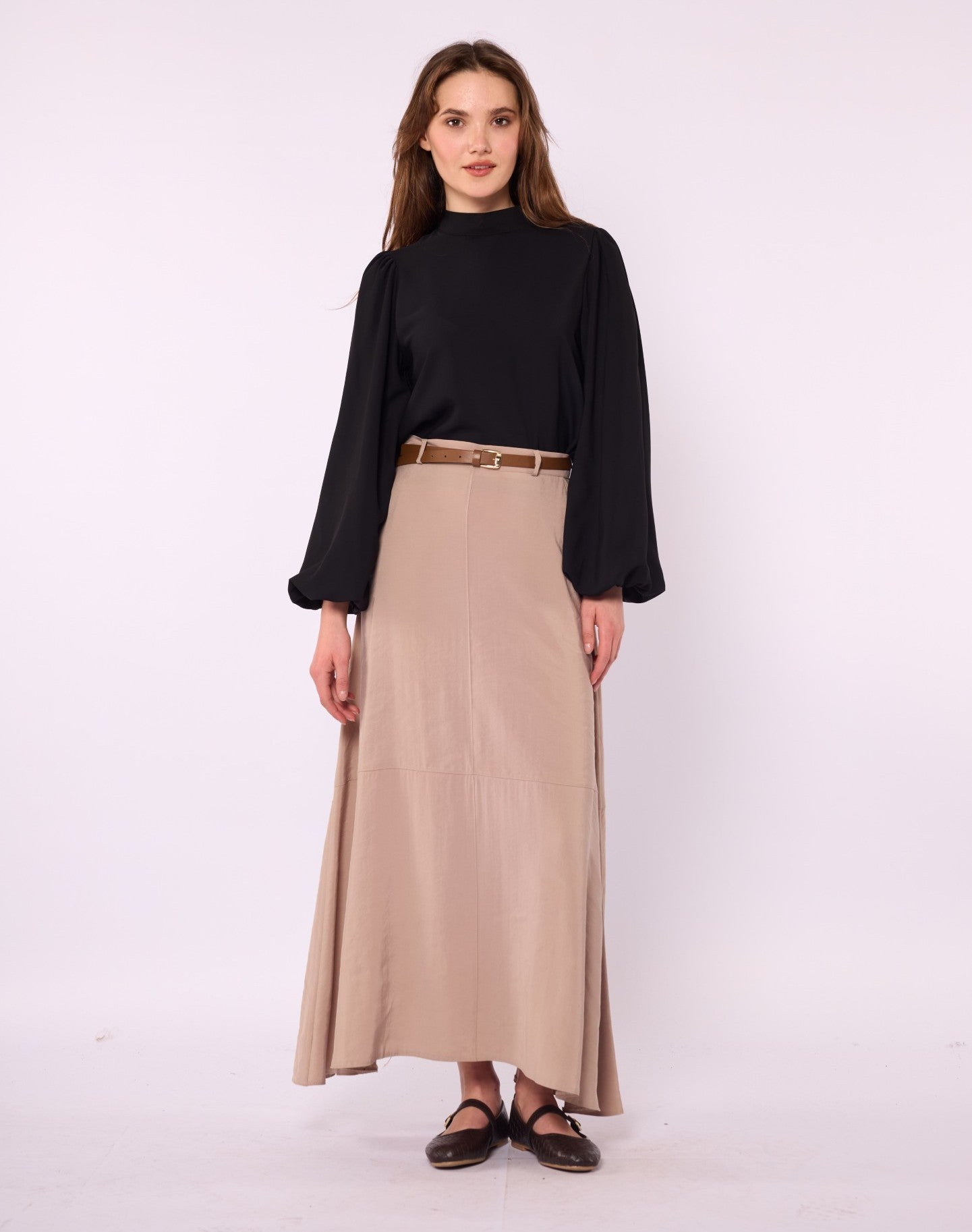 A-Line Skirt with Stitch Detail and Pockets