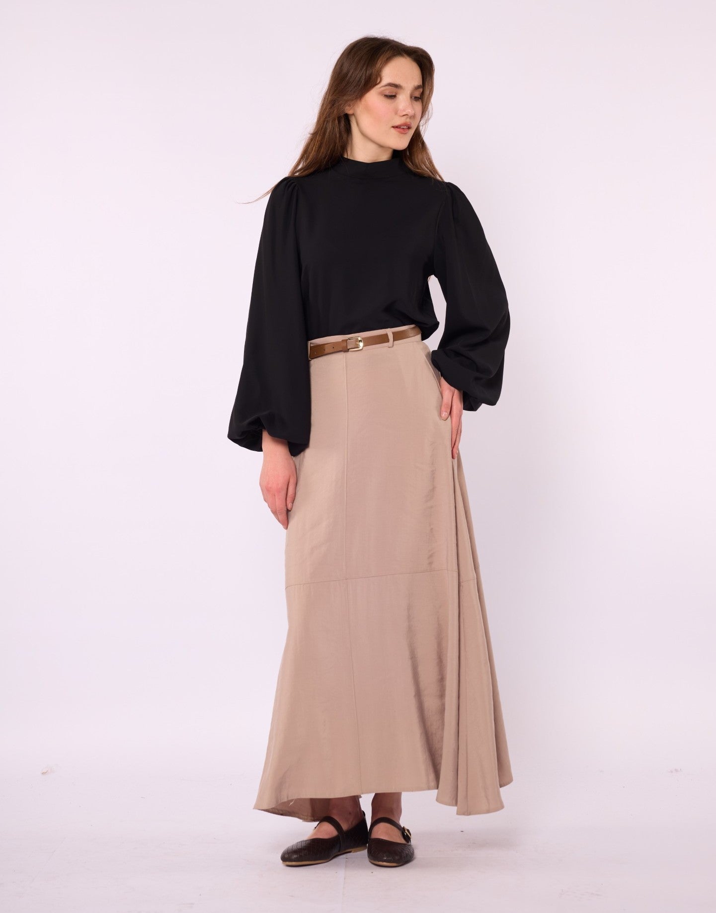A-Line Skirt with Stitch Detail and Pockets