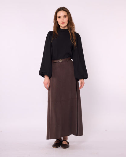 A-Line Skirt with Stitch Detail and Pockets