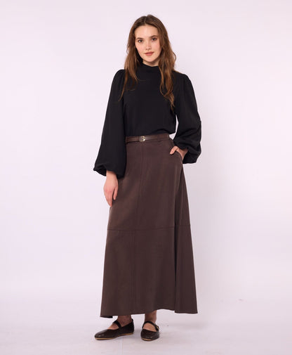 A-Line Skirt with Stitch Detail and Pockets