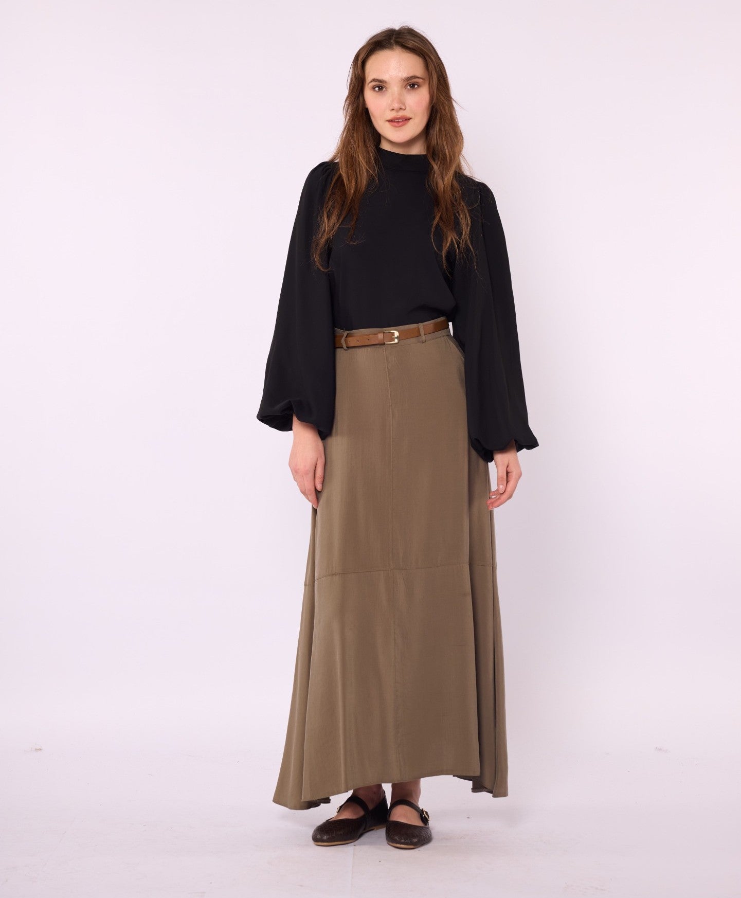 A-Line Skirt with Stitch Detail and Pockets