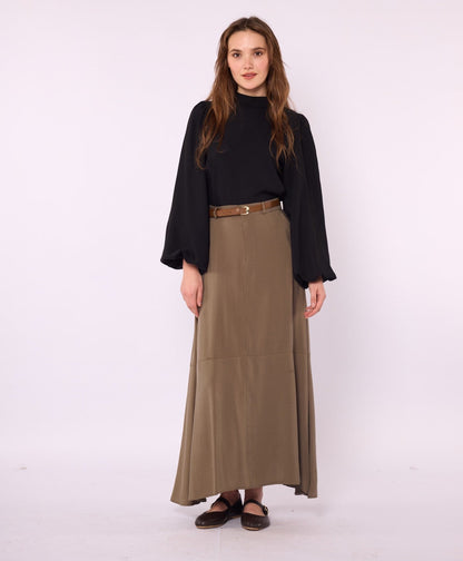 A-Line Skirt with Stitch Detail and Pockets
