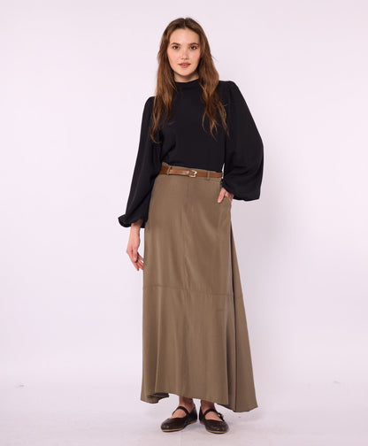 A-Line Skirt with Stitch Detail and Pockets
