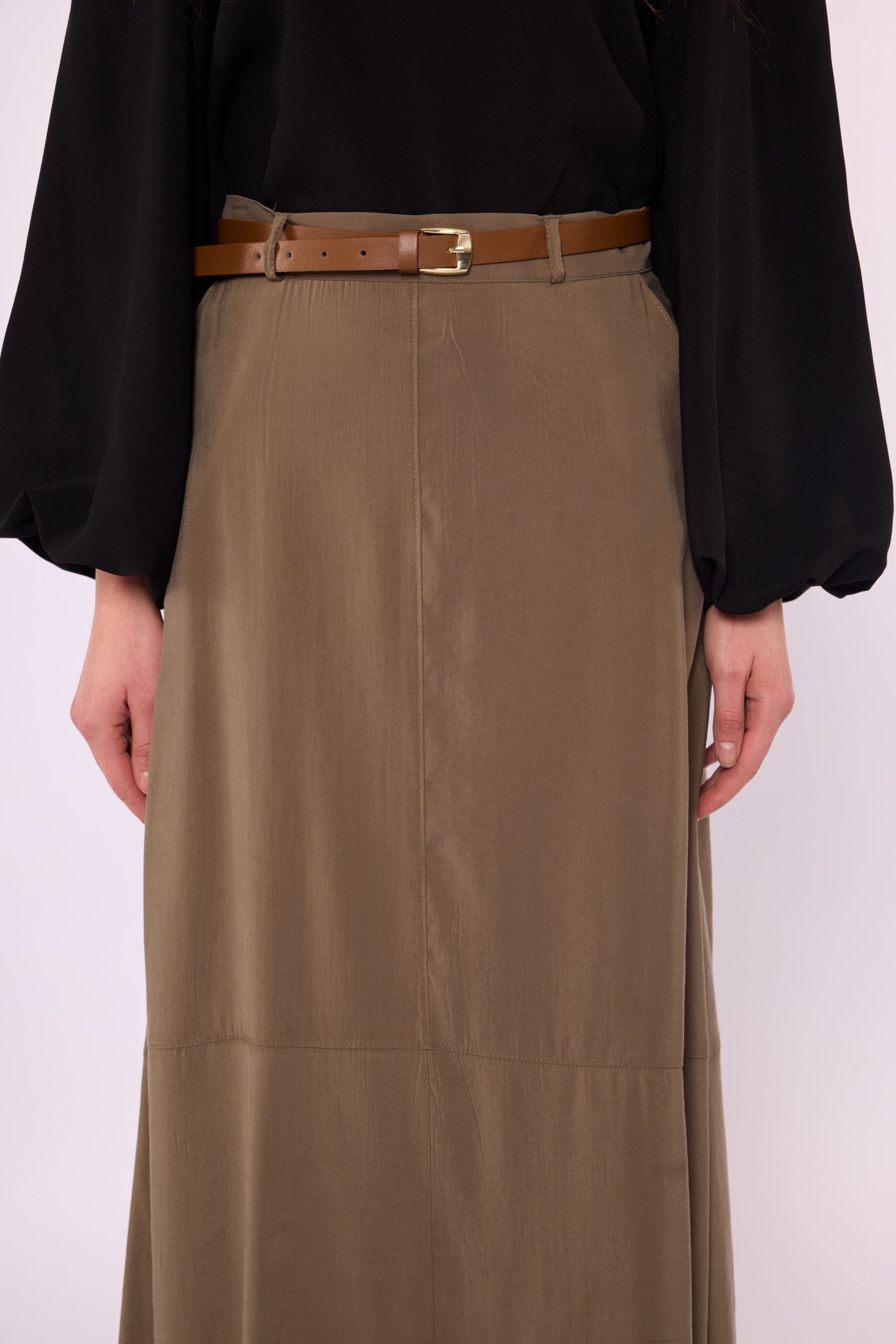 A-Line Skirt with Stitch Detail and Pockets