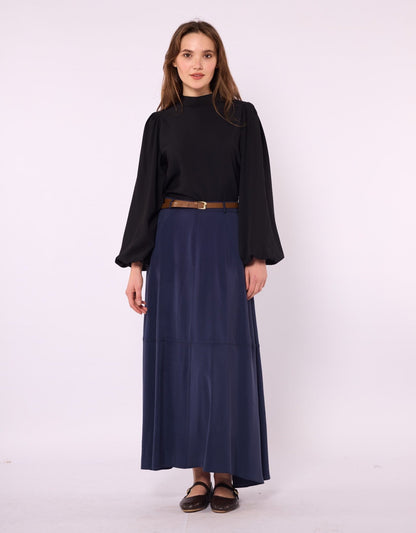 A-Line Skirt with Stitch Detail and Pockets