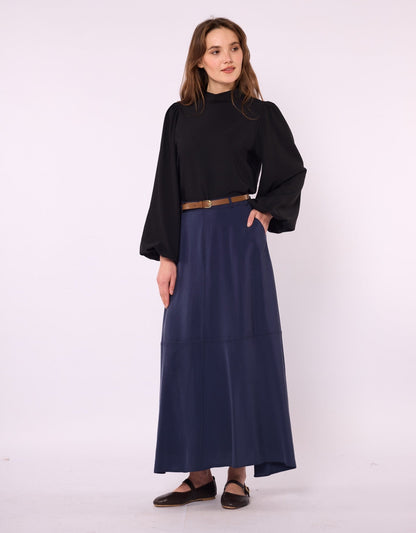 A-Line Skirt with Stitch Detail and Pockets