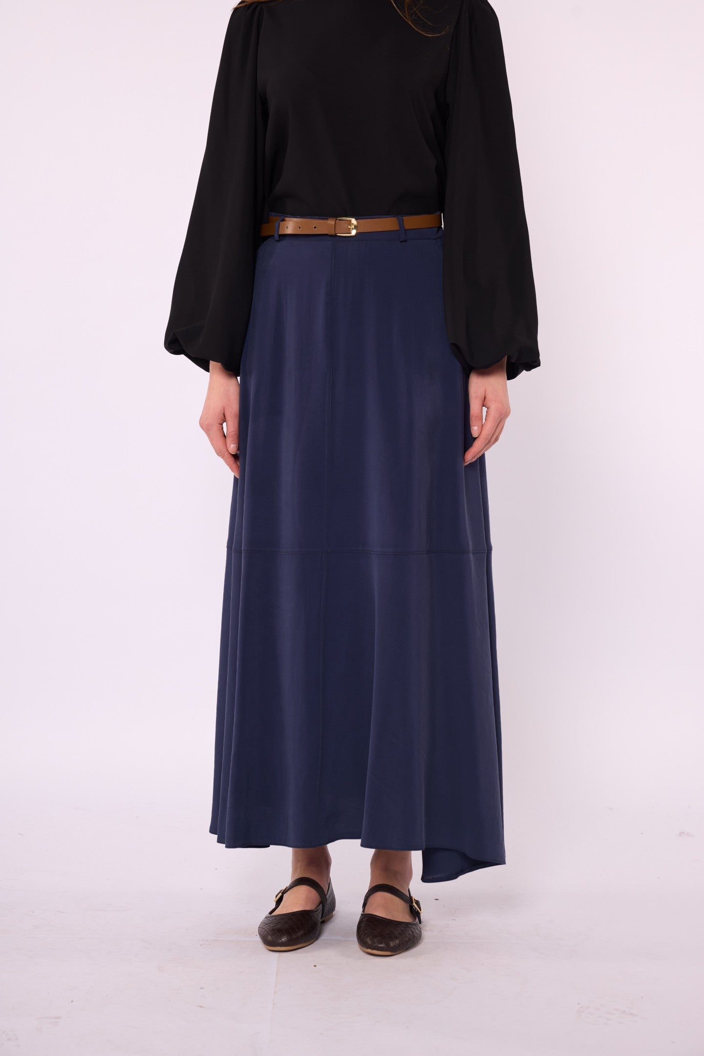 A-Line Skirt with Stitch Detail and Pockets