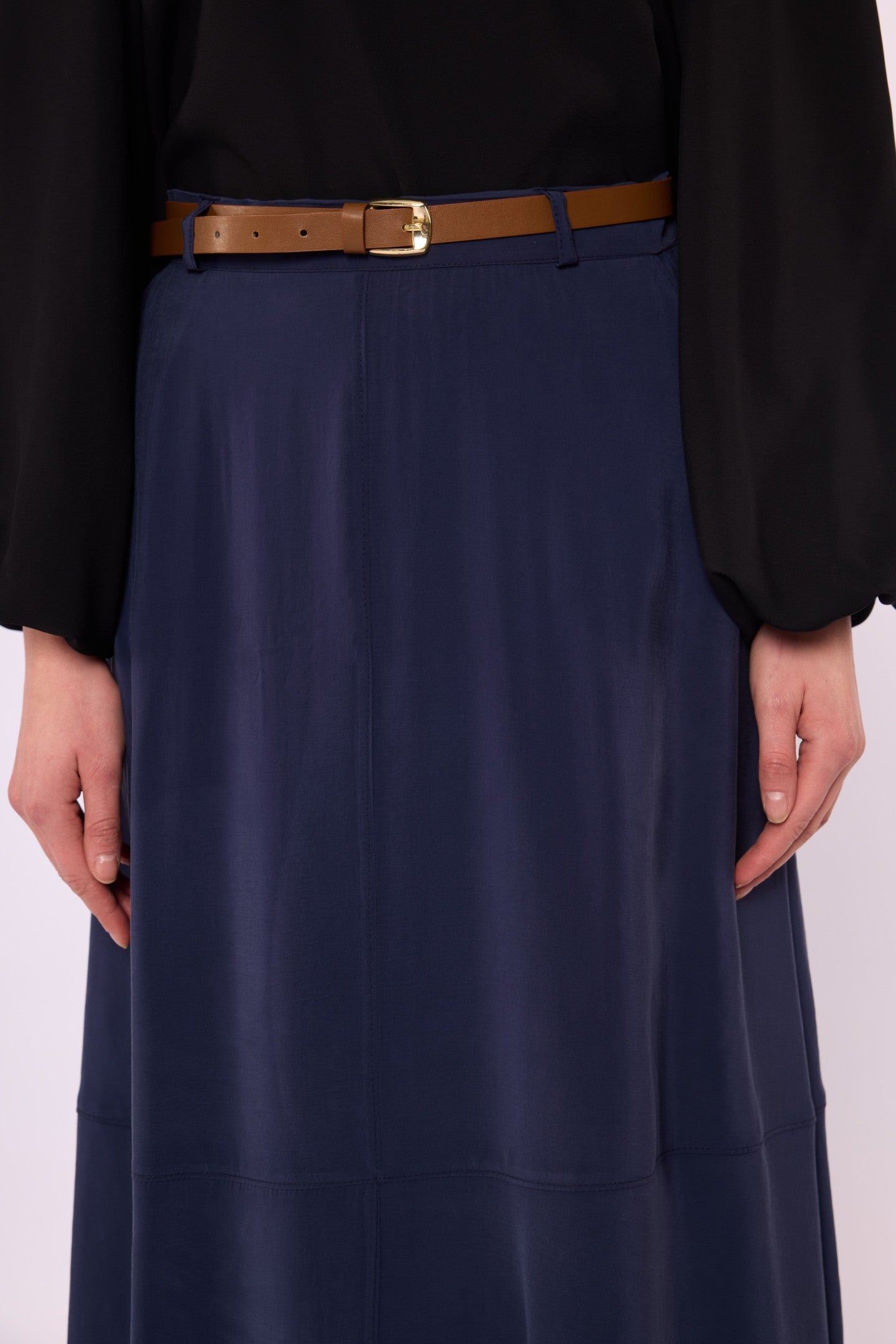 A-Line Skirt with Stitch Detail and Pockets