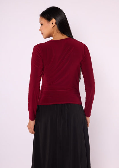 Ruched Blouse with Gold Buckle Detail