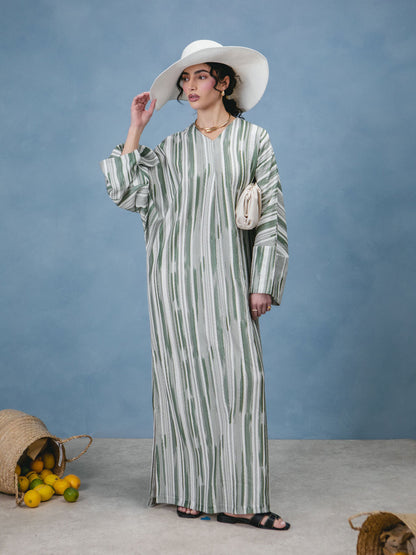 Green & Grey Crochet Kaftan