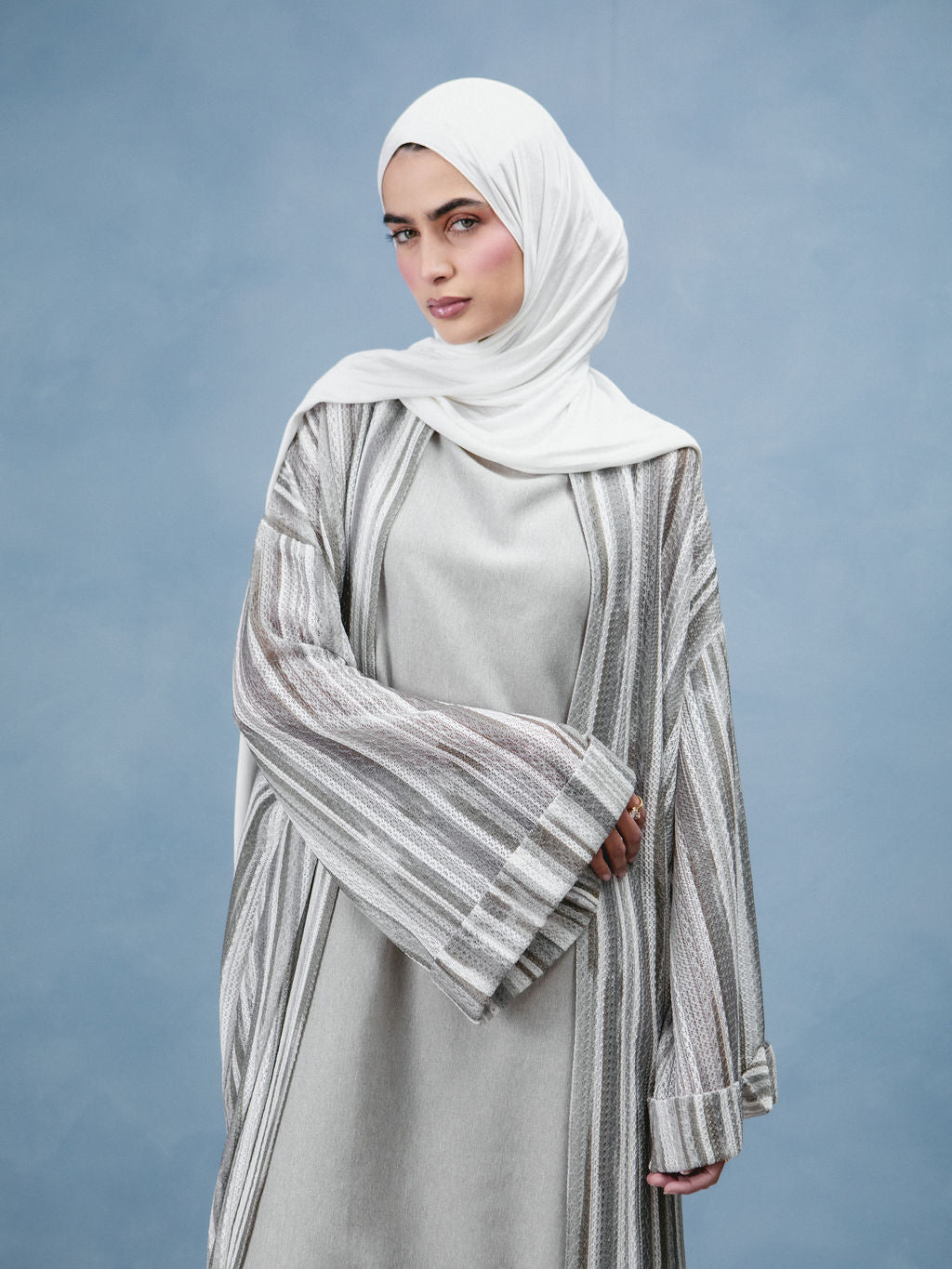Grey & Taupe Crochet Kimono