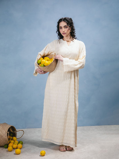Textured Abaya Cream