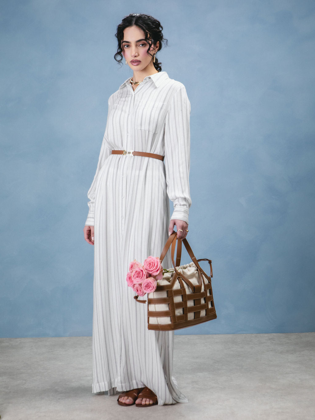 Long Cotton Shirt Dress